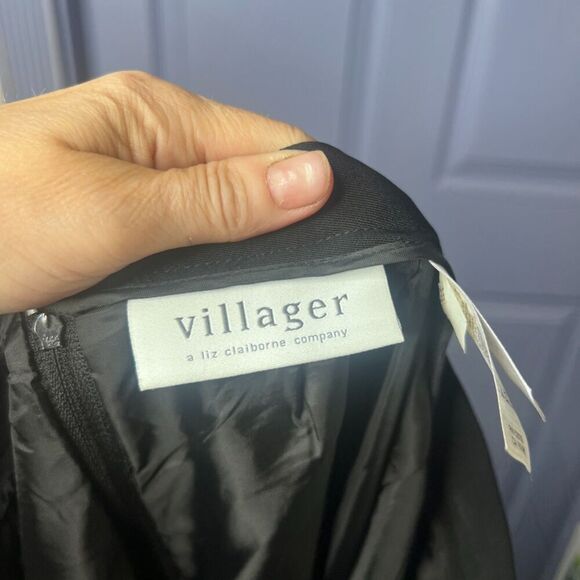 Villager Liz Claiborne Black Maxi Polyester Aline Straight Skirt Size 12 Office - Picture 2 of 9